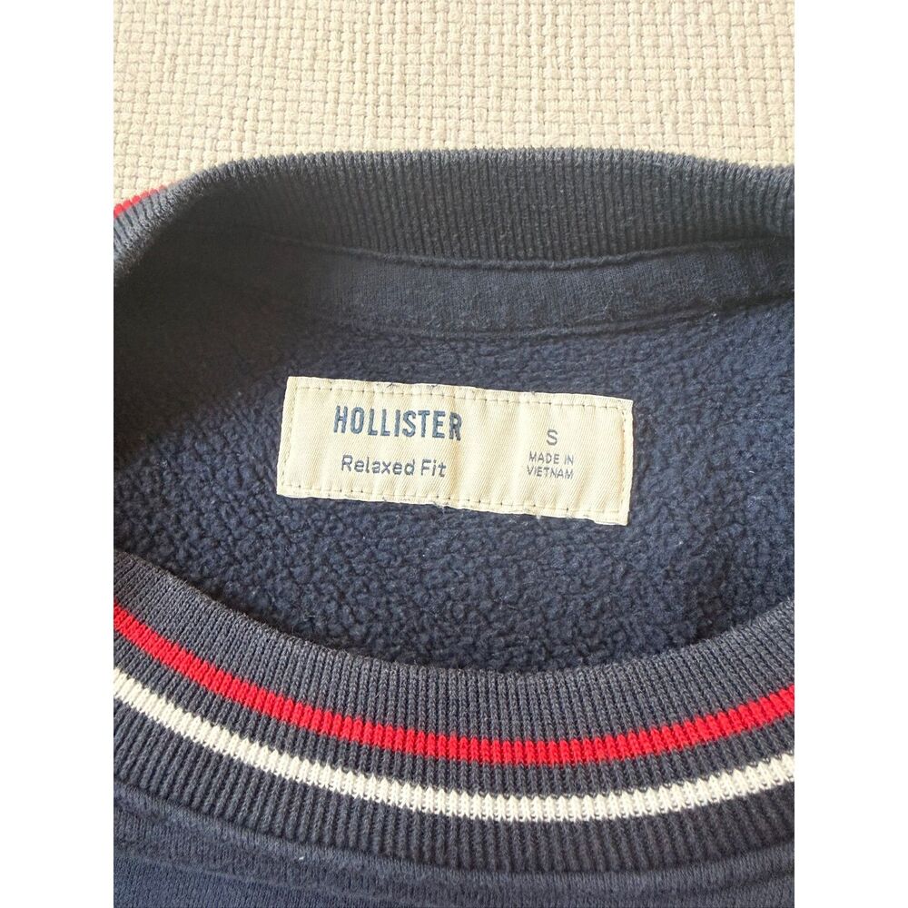 Hollister USA Applique Crewneck Sweatshirt Small Navy Relaxed Fit Patriotic - Picture 3 of 6